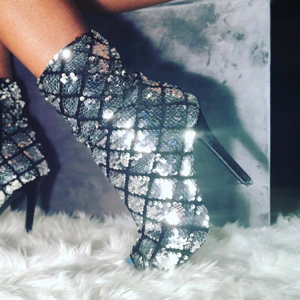 Black With Silver Sequins Bootie!